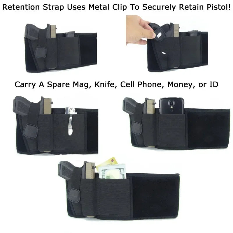 Military Pistol Holster Tactical Belt - Elastic Wide Belt, Hidden Gun