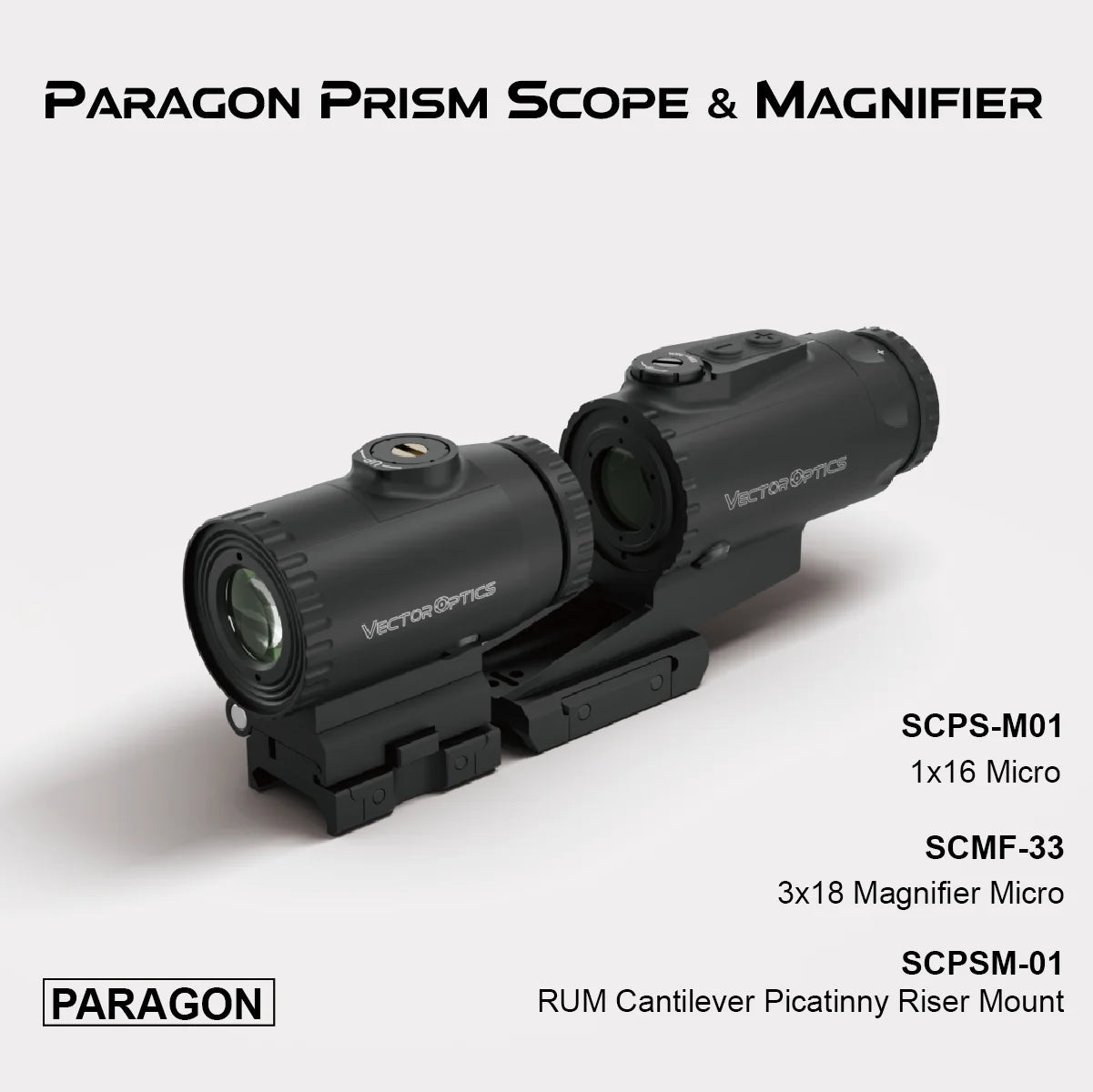 Vector Optics Paragon Series 1x Prism Scope & 3x/5x Magnifier