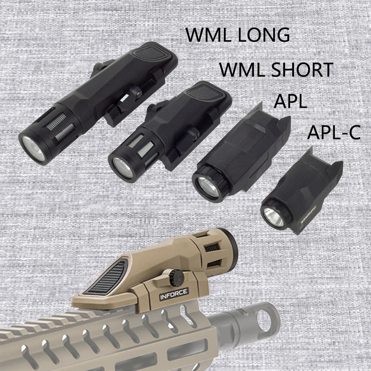 Tactical INFORCE WML Weapon Scout Flashlight Fit Airsoft Rifle AR15