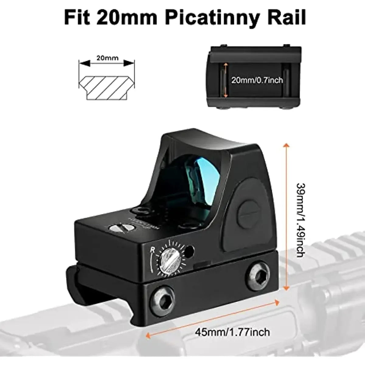 Tactical Metal Trijicon RMR Red Dot Sight Adjustable Collimator Pistol