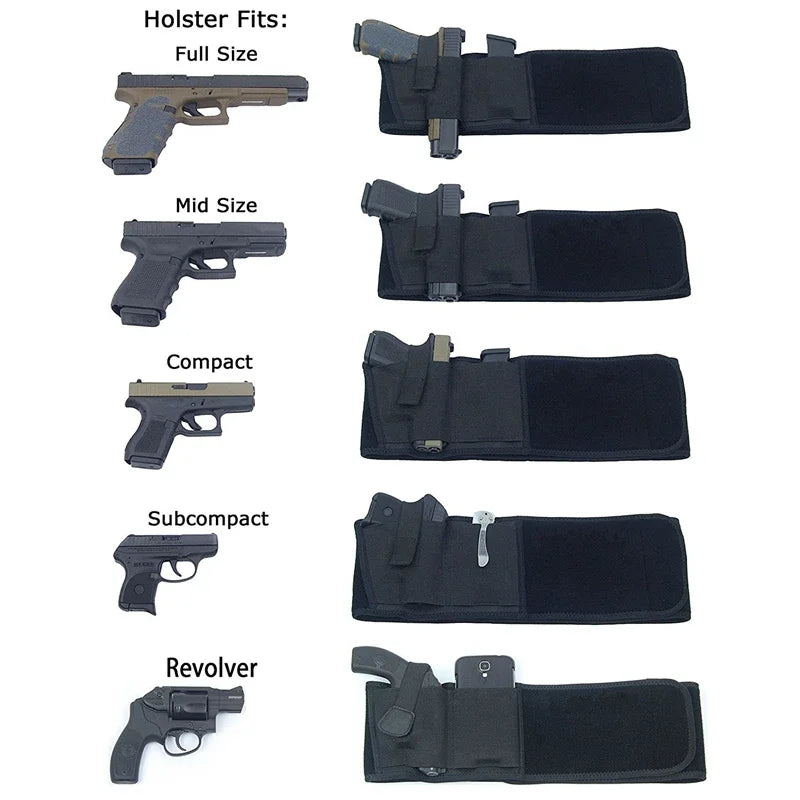 Military Pistol Holster Tactical Belt - Elastic Wide Belt, Hidden Gun