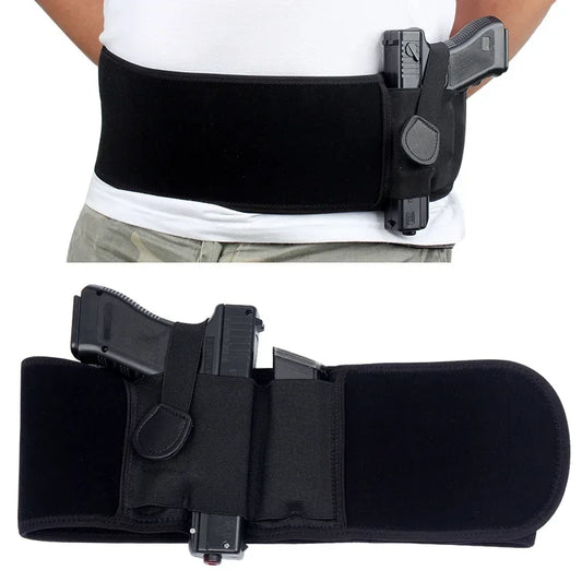 Military Pistol Holster Tactical Belt - Elastic Wide Belt, Hidden Gun