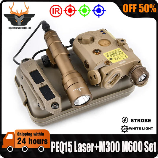 Tactical PEQ-15 Red Green Blue IR Laser WADSN M300A M600U White Light